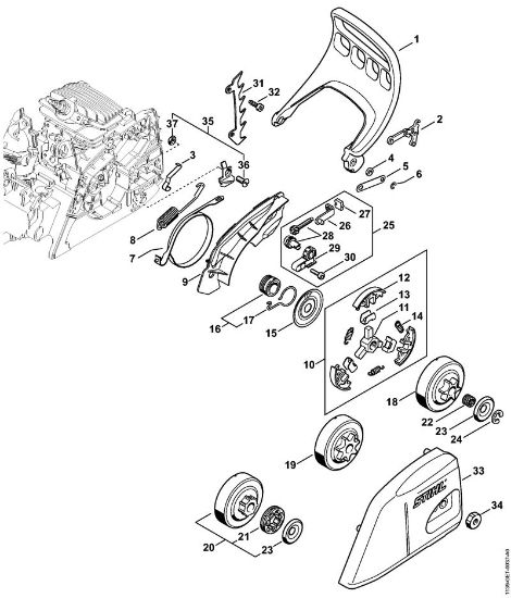 Benzinmotorsägen (MS) MS 211 Handschutz, Kettenbremse MS 211 der Marke Stihl