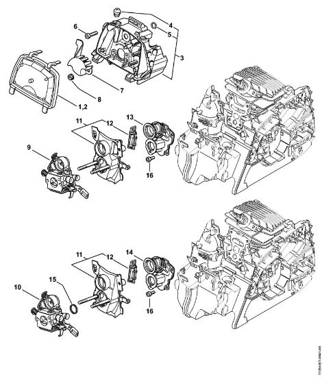 Benzinmotorsägen (MS) MS 211 Luftfilter, Krümmer MS 211 der Marke Stihl