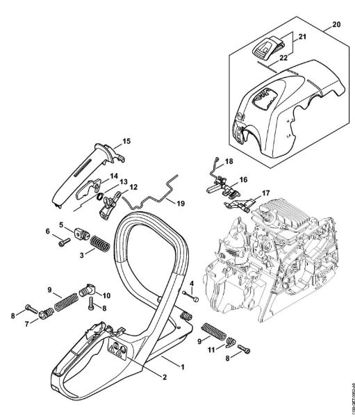 Benzinmotorsägen (MS) MS 211 C-BE Griffrahmen, Haube MS 211 C-BE der Marke Stihl