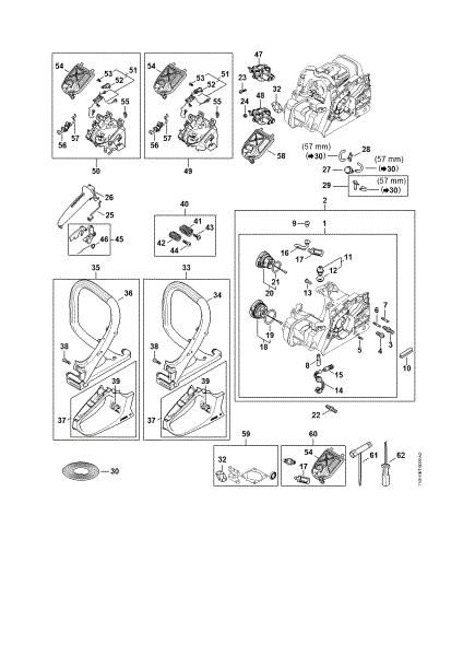 Bild von Motorgehäuse, Luftfilter, AV-System, Griffrohr MS 212 C-BE