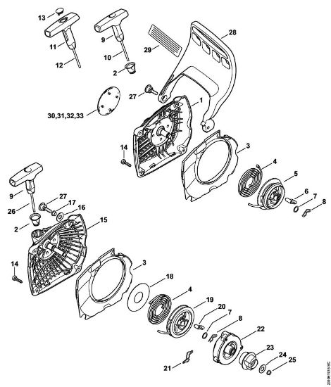 Benzinmotorsägen (MS) MS 231 C-BE Anwerfvorrichtung, Handschutz der Marke Stihl