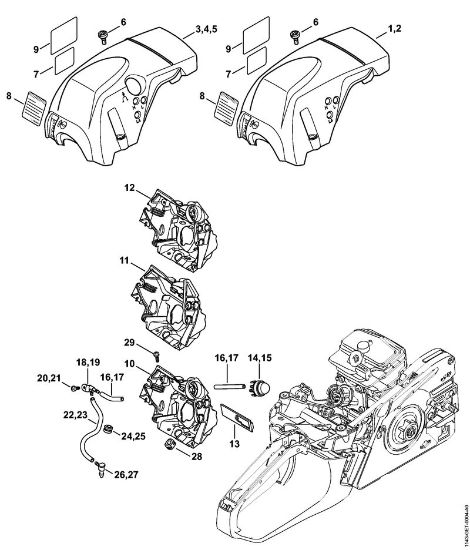 Benzinmotorsägen (MS) MS 231 C-BE Haube, Luftführung der Marke Stihl