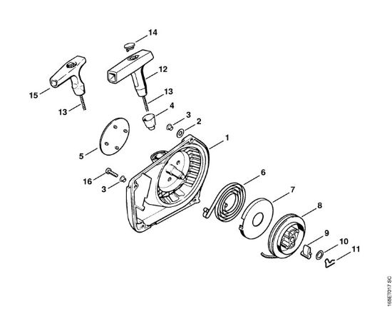 Benzinmotorsägen (MS) MS 240 Anwerfvorrichtung der Marke Stihl