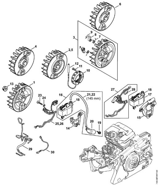 Benzinmotorsägen (MS) MS 241 C-M VW Zündanlage, Kabelbaum der Marke Stihl