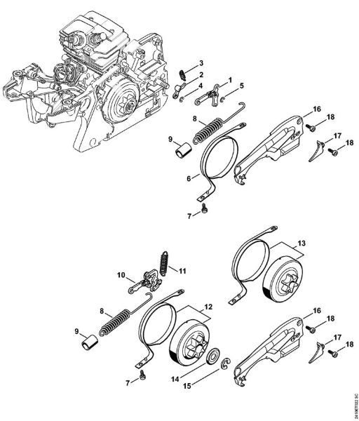 Benzinmotorsägen (MS) MS 241 C-MQ Kettenbremse der Marke Stihl