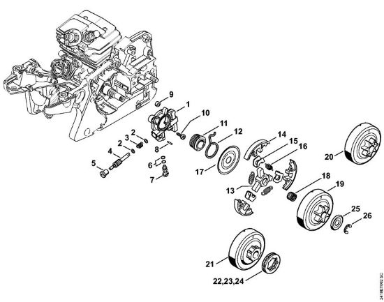Benzinmotorsägen (MS) MS 241 C-MQ Ölpumpe, Kupplung der Marke Stihl