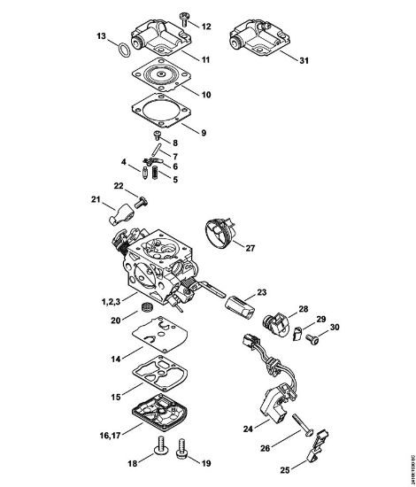 Benzinmotorsägen (MS) MS 241 C-MQ Vergaser C1Q-S275, C1Q-S276, C1Q-S277 der Marke Stihl