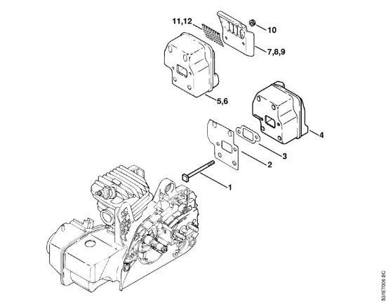 Benzinmotorsägen (MS) MS 250 C-BE Schalldämpfer der Marke Stihl
