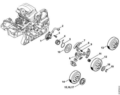 Benzinmotorsägen (MS) MS 251 Ölpumpe, Kupplung der Marke Stihl