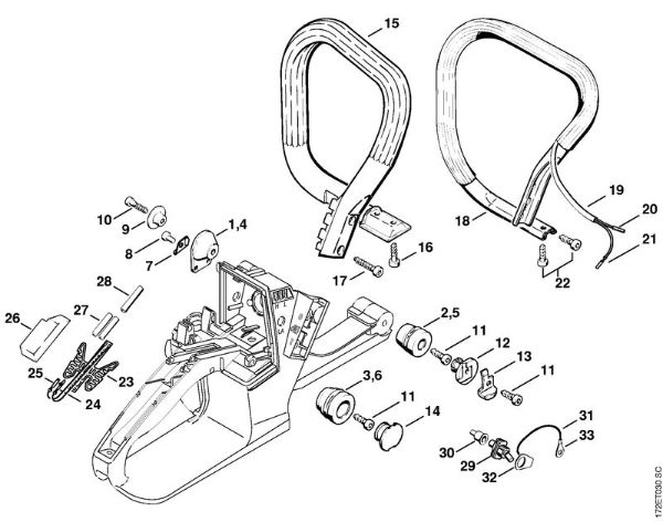 Benzinmotorsägen (MS) MS 260 AV-System, Griffrohr der Marke Stihl