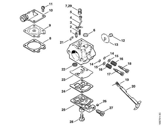 Benzinmotorsägen (MS) MS 260 C-B W Vergaser WT-426   1 62 154 675, 2 62 187 361 (07.2004) der Marke Stihl