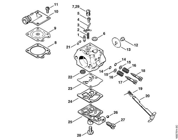 Benzinmotorsägen (MS) MS 260 C-B W Vergaser WT-426   1 62 154 675, 2 62 187 361 (07.2004) der Marke Stihl