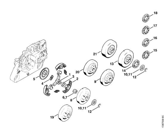 Benzinmotorsägen (MS) MS 260-D Kupplung, Kettenrad der Marke Stihl