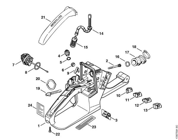 Benzinmotorsägen (MS) MS 260-D Tankgehäuse der Marke Stihl