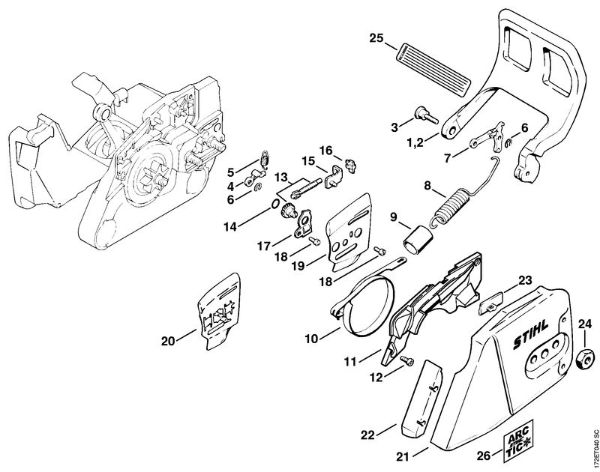 Benzinmotorsägen (MS) MS 260-N Kettenbremse der Marke Stihl