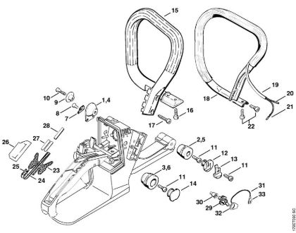 Benzinmotorsägen (MS) MS 260-VW AV-System, Griffrohr der Marke Stihl