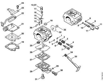 Benzinmotorsägen (MS) MS 260-VW Vergaser WT-427, WT-581, WT-590   1 62 154 675, 2 62 187 361 (07.2004) der Marke Stihl