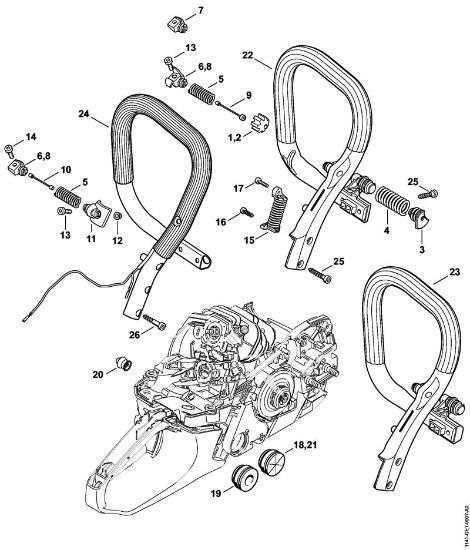 Benzinmotorsägen (MS) MS 261-VW AV-System, Griffrohr der Marke Stihl
