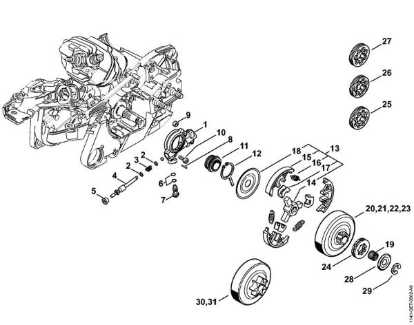 Benzinmotorsägen (MS) MS 261-VW Ölpumpe, Kupplung der Marke Stihl