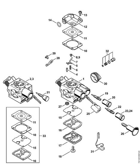 Benzinmotorsägen (MS) MS 261-VW Vergaser C1Q-S254, C1Q-S213, C1Q-S180 der Marke Stihl