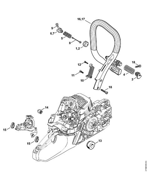 Benzinmotorsägen (MS) MS 271 AV-System, Griffrohr der Marke Stihl