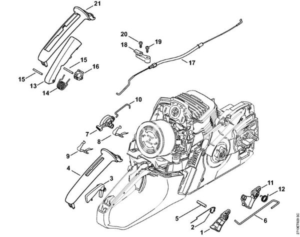 Benzinmotorsägen (MS) MS 271 C-BE Gasbetätigung der Marke Stihl