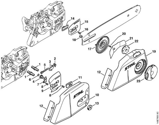 Benzinmotorsägen (MS) MS 280 Kettenspannvorrichtung der Marke Stihl