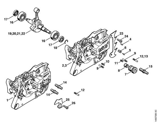 Benzinmotorsägen (MS) MS 280 Kurbelgehäuse der Marke Stihl