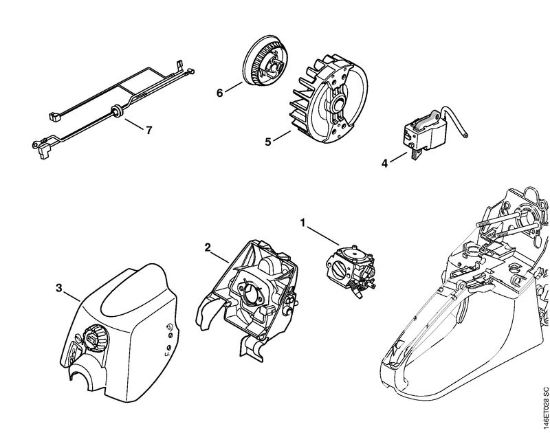 Benzinmotorsägen (MS) MS 280 Zündanlage (Intelligentes Motormanagement) der Marke Stihl