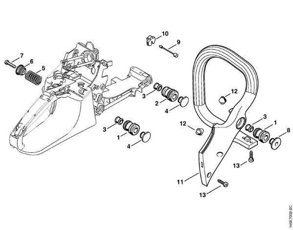 Benzinmotorsägen (MS) MS 280 C-BQ AV-System, Griffrohr der Marke Stihl