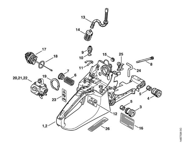 Benzinmotorsägen (MS) MS 280 C-BQ Tankgehäuse der Marke Stihl