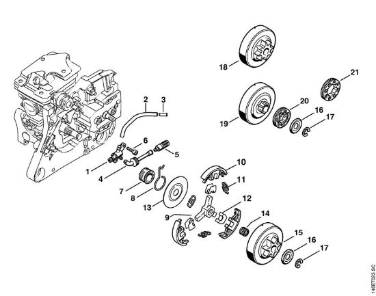 Benzinmotorsägen (MS) MS 280 C-BQ Z Ölpumpe, Kupplung der Marke Stihl