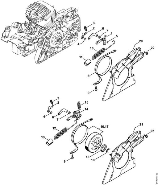 Benzinmotorsägen (MS) MS 291 Kettenbremse der Marke Stihl