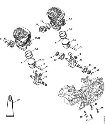 Benzinmotorsägen (MS) MS 291 Zylinder der Marke Stihl