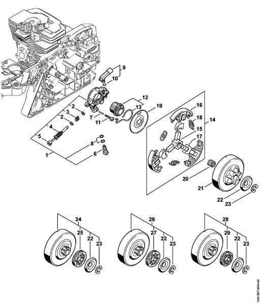 Benzinmotorsägen (MS) MS 311 Ölpumpe, Kupplung der Marke Stihl