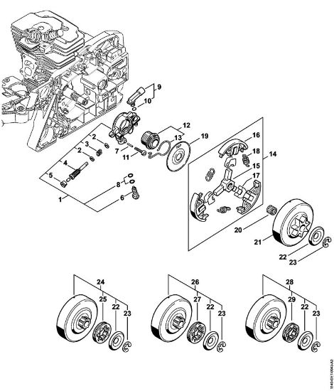Benzinmotorsägen (MS) MS 311-Z Ölpumpe, Kupplung der Marke Stihl