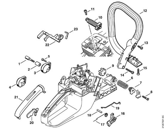 Benzinmotorsägen (MS) MS 341 AV-System, Gasbetätigung der Marke Stihl