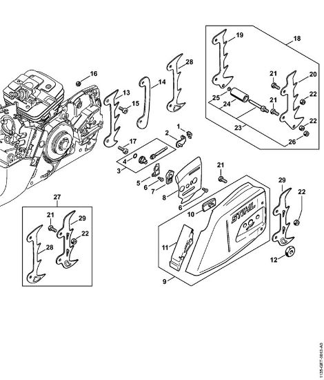 Benzinmotorsägen (MS) MS 341 Kettenspannvorrichtung der Marke Stihl