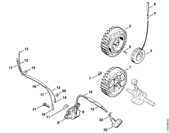 Benzinmotorsägen (MS) MS 360 Zündanlage der Marke Stihl