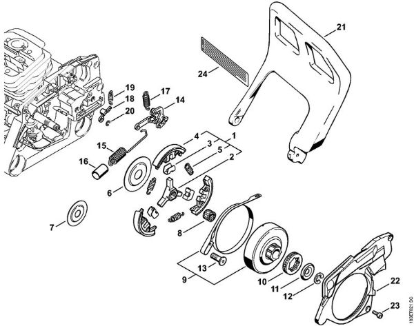 Benzinmotorsägen (MS) MS 360 C Kettenbremse, Kupplung der Marke Stihl