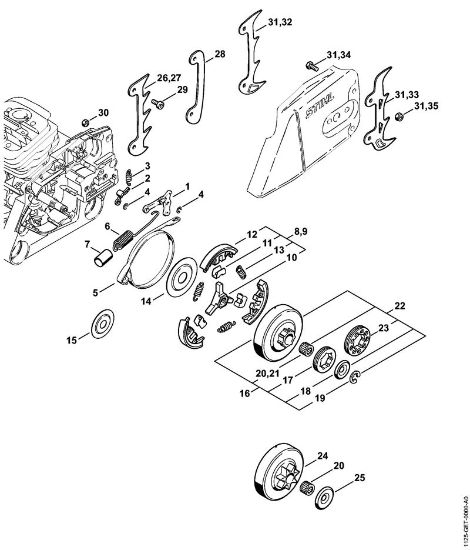 Benzinmotorsägen (MS) MS 360 WVH Kettenbremse, Kupplung der Marke Stihl