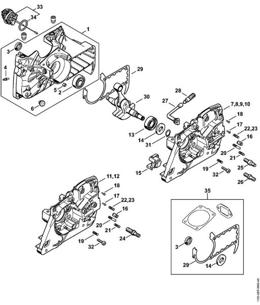 Benzinmotorsägen (MS) MS 361 C-B Kurbelgehäuse der Marke Stihl