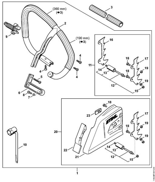Benzinmotorsägen (MS) MS 361 C-Q Satz Rundumgriffrohr der Marke Stihl