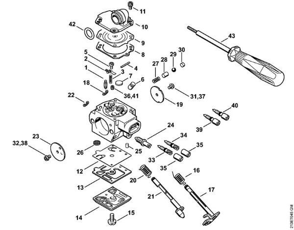Benzinmotorsägen (MS) MS 361 C-Q Vergaser HD-34, HD-46 der Marke Stihl