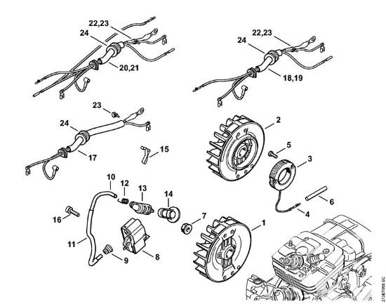 Benzinmotorsägen (MS) MS 361-N Zündanlage, Kabelbaum der Marke Stihl