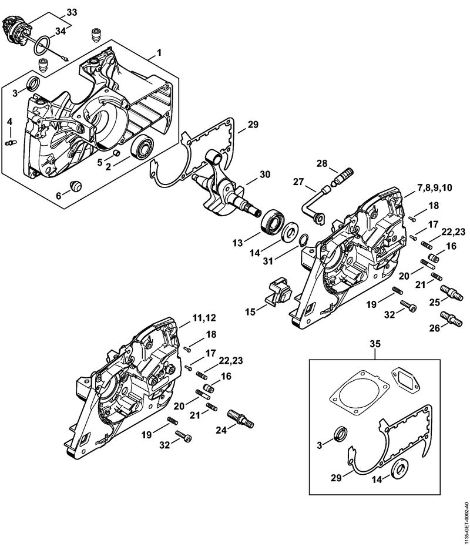 Benzinmotorsägen (MS) MS 361-VW Kurbelgehäuse der Marke Stihl