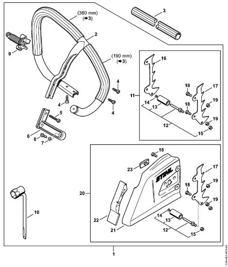 Benzinmotorsägen (MS) MS 361-VW Satz Rundumgriffrohr der Marke Stihl