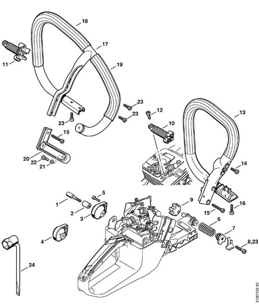 Benzinmotorsägen (MS) MS 361-W AV-System, Griffrohr der Marke Stihl