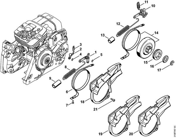 Benzinmotorsägen (MS) MS 361-W Kettenbremse der Marke Stihl