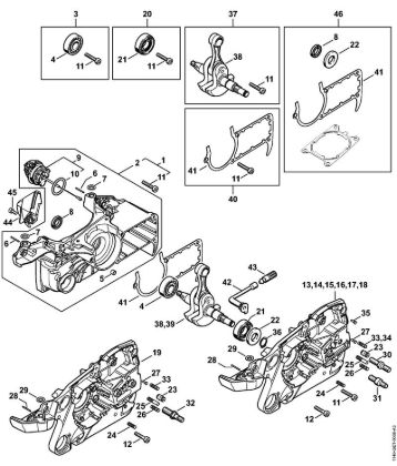 Benzinmotorsägen (MS) MS 362 Kurbelgehäuse der Marke Stihl